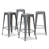 Baxton Studio Horton Modern and Contemporary Industrial Grey Finished Metal 4-Piece Stackable Bar Stool Set